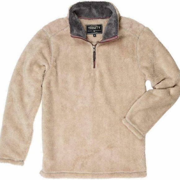 Trinity Other - Trinity Men's Plush ¼ Zip Pullover, Tan,